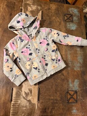 Girls' Floral Zip-Up Hoodie Sweatshirt - Gray, Pink & Peach
